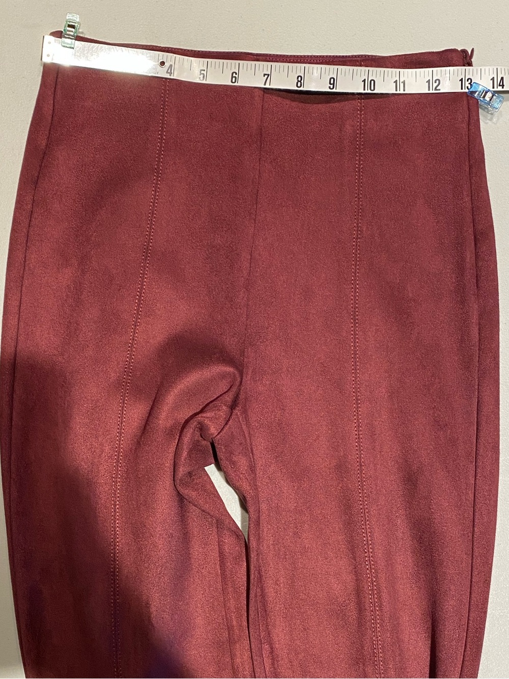 Ann Taylor Faux-Suede Leggings, wine/burgundy, size XS, NWT - Picture 4 of 9